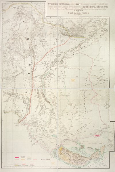 Map of the Cutch region of India and its border with neighbouring Baluchistan, by Carl Zimmerman, 1851 by German School